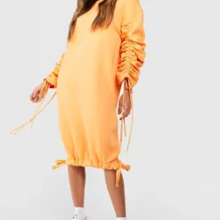 Oversize Sweatshirt-Kleid Mit Gerafftem Detail