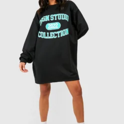 Petite Oversize Sweatshirt-Kleid Mit Dsgn Studio Slogan 8 Petite Oversize Sweatshirt-Kleid Mit Dsgn Studio Slogan -Diven Stil Verkaufsgeschäft gzz50742 black xl 2