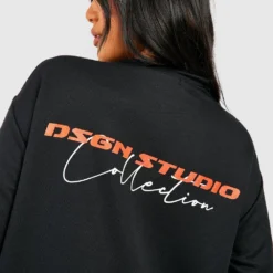 Print Oversize Sweatshirt-Kleid Mit Dsgn Studio Print -Diven Stil Verkaufsgeschäft gzz50744 black xl 3
