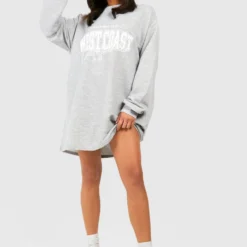 Petite Oversize Sweatshirt-Kleid Mit West Coast Slogan 8 Petite Oversize Sweatshirt-Kleid Mit West Coast Slogan -Diven Stil Verkaufsgeschäft gzz50745 grey20marl xl 2 scaled