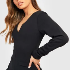 Kleid Aus Crepestoff Mit Gerafften Ärmeln -Diven Stil Verkaufsgeschäft gzz50801 black xl 3