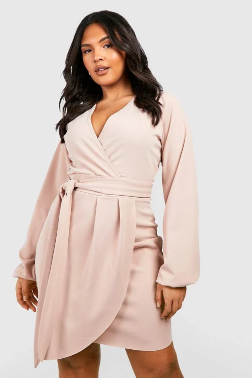 Plus Wickel-Kleid Mit Gürtel 6 Plus Wickel-Kleid Mit Gürtel -Diven Stil Verkaufsgeschäft gzz51086 stone xl