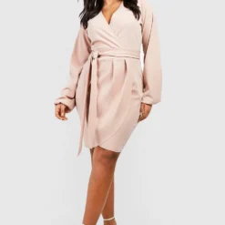 Plus Wickel-Kleid Mit Gürtel 8 Plus Wickel-Kleid Mit Gürtel -Diven Stil Verkaufsgeschäft gzz51086 stone xl 2