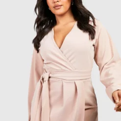 Plus Wickel-Kleid Mit Gürtel 9 Plus Wickel-Kleid Mit Gürtel -Diven Stil Verkaufsgeschäft gzz51086 stone xl 3