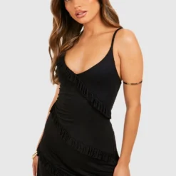 Kleid Mit Rüschen-Detail 8 Kleid Mit Rüschen-Detail -Diven Stil Verkaufsgeschäft gzz51210 black xl 2