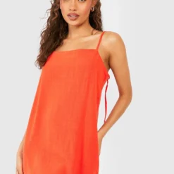 Leinen-Kleid Mit Spaghetti-Trägern