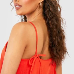 Leinen-Kleid Mit Spaghetti-Trägern -Diven Stil Verkaufsgeschäft gzz51348 burnt20orange xl 3