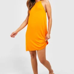 90er Neckholder-Kleid -Diven Stil Verkaufsgeschäft gzz51800 orange xl 2