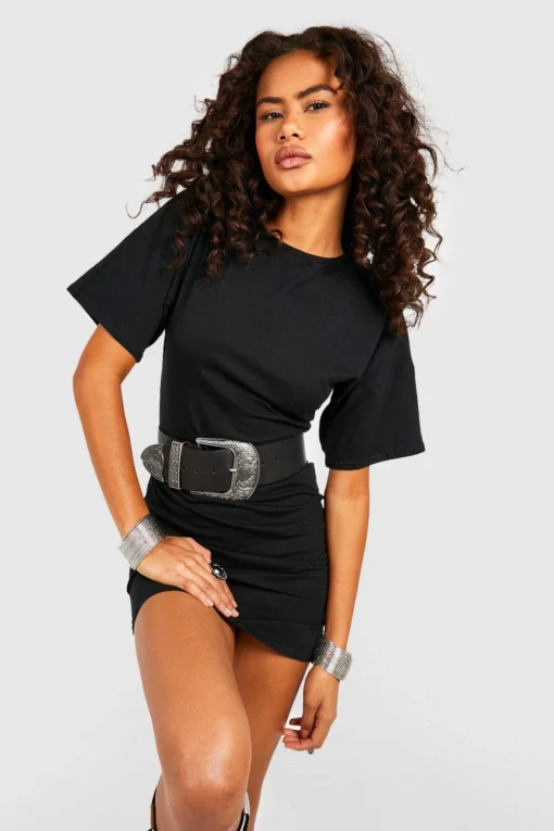 T-Shirt-Kleid Mit Schulterpolstern 2 T-Shirt-Kleid Mit Schulterpolstern -Diven Stil Verkaufsgeschäft gzz52004 black xl