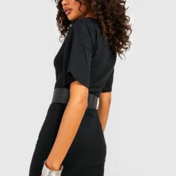 T-Shirt-Kleid Mit Schulterpolstern -Diven Stil Verkaufsgeschäft gzz52004 black xl 1