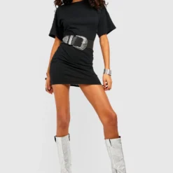 T-Shirt-Kleid Mit Schulterpolstern -Diven Stil Verkaufsgeschäft gzz52004 black xl 2