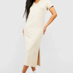 Baumwoll T-Shirt-Kleid Mit V-Ausschnitt