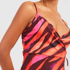 Zebraprint Wickel-Kleid Mit Rüschen -Diven Stil Verkaufsgeschäft gzz52228 red xl 3