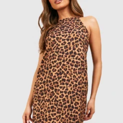 Neckholder-Kleid Mit Leopardenprint