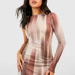 Petite Einärmliges Mesh-Kleid Mit Abstraktem Print 9 Petite Einärmliges Mesh-Kleid Mit Abstraktem Print -Diven Stil Verkaufsgeschäft gzz52427 natural xl 3