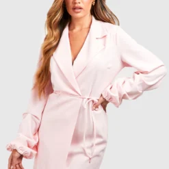 Blazer-Kleid Mit Bindegürtel Und Gerafften Ärmeln 8 Blazer-Kleid Mit Bindegürtel Und Gerafften Ärmeln -Diven Stil Verkaufsgeschäft gzz52959 soft20pink xl 2 scaled
