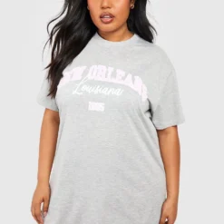 Plus T-Shirt Kleid Mit New Orleans Print