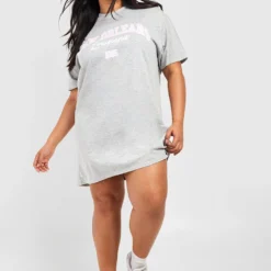 Plus T-Shirt Kleid Mit New Orleans Print 8 Plus T-Shirt Kleid Mit New Orleans Print -Diven Stil Verkaufsgeschäft gzz53155 grey20marl xl 2