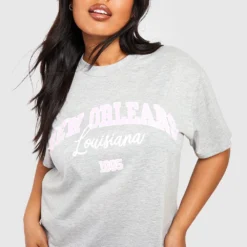 Plus T-Shirt Kleid Mit New Orleans Print 9 Plus T-Shirt Kleid Mit New Orleans Print -Diven Stil Verkaufsgeschäft gzz53155 grey20marl xl 3