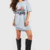 Oversize T-Shirt-Kleid Mit Moto-Print
