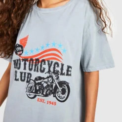 Oversize T-Shirt-Kleid Mit Moto-Print 9 Oversize T-Shirt-Kleid Mit Moto-Print -Diven Stil Verkaufsgeschäft gzz53221 grey xl 3