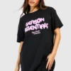 T-Shirt Kleid Mit Season Essentials Print -Diven Stil Verkaufsgeschäft gzz53223 black xl
