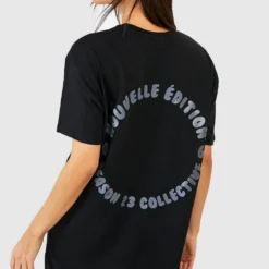 T-Shirt Kleid Mit Season Essentials Print 7 T-Shirt Kleid Mit Season Essentials Print -Diven Stil Verkaufsgeschäft gzz53223 black xl 1