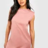 T-Shirt-Kleid Aus Baumwolle Mit Schulterpolstern -Diven Stil Verkaufsgeschäft gzz53227 dusty20rose xl