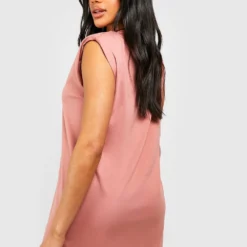 T-Shirt-Kleid Aus Baumwolle Mit Schulterpolstern -Diven Stil Verkaufsgeschäft gzz53227 dusty20rose xl 1