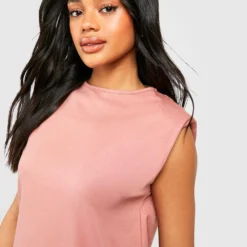 T-Shirt-Kleid Aus Baumwolle Mit Schulterpolstern -Diven Stil Verkaufsgeschäft gzz53227 dusty20rose xl 3