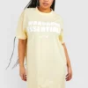Plus T-Shirt-Kleid Mit Wardrobe Essentials Print 1 Plus T-Shirt-Kleid Mit Wardrobe Essentials Print -Diven Stil Verkaufsgeschäft gzz53633 yellow xl