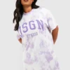 Plus T-Shirt Kleid Mit Batik Dsgn Studio Print -Diven Stil Verkaufsgeschäft gzz53770 lilac xl