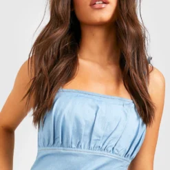 Kleid Mit Gerafftem Detail Und Geschnürten Trägern -Diven Stil Verkaufsgeschäft gzz53810 light20blue xl 3