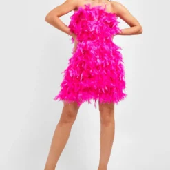 Bandeau-Kleid Mit Federn 8 Bandeau-Kleid Mit Federn -Diven Stil Verkaufsgeschäft gzz54079 pink xl 2