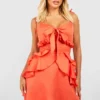 Gestuftes Geschnürtes Rüschen-Kleid -Diven Stil Verkaufsgeschäft gzz54121 orange xl