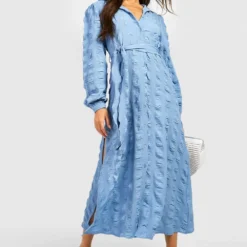 Strukturiertes Hemd-Kleid