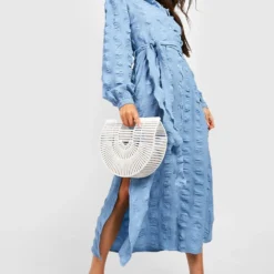 Strukturiertes Hemd-Kleid -Diven Stil Verkaufsgeschäft gzz54407 pale20blue xl 2