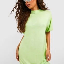 T-Shirt-Kleid Mit Acid-Waschung Und La Riders Slogan -Diven Stil Verkaufsgeschäft gzz54452 green xl 1