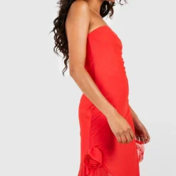 Rüschen Bandeau-Kleid Mit Mesh-Rose -Diven Stil Verkaufsgeschäft gzz55210 orange xl 3