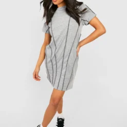 Petite T-Shirt-Kleid Mit Kontrast-Naht -Diven Stil Verkaufsgeschäft gzz55830 grey20marl xl 3