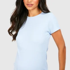 Umstandsmode Kurzärmliges Geripptes Bodycon-Kleid In Knitteroptik -Diven Stil Verkaufsgeschäft gzz56753 blue xl 3 scaled