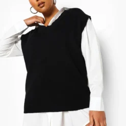 Plus 2-in-1 Oversize Pullover Hemd-Kleid -Diven Stil Verkaufsgeschäft pzz01247 black xl 3