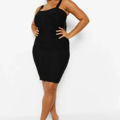 Plus Bandagen Korsett Bodycon-Kleid -Diven Stil Verkaufsgeschäft pzz01807 black xl 2