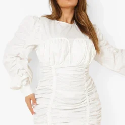 Plus Gerafftes Bodycon-Kleid 9 Plus Gerafftes Bodycon-Kleid -Diven Stil Verkaufsgeschäft pzz04704 white xl 3