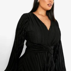 Plus Plissiertes Skater-Kleid 9 Plus Plissiertes Skater-Kleid -Diven Stil Verkaufsgeschäft pzz10285 black xl 3