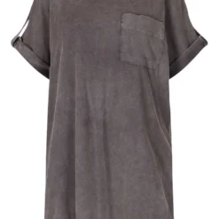 Plus T-Shirt-Kleid Mit Acid-Waschung -Diven Stil Verkaufsgeschäft pzz61486 charcoal xl 2