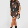 Plus Mesh T-Shirt-Kleid Mit Sonne & Mond Print -Diven Stil Verkaufsgeschäft pzz64910 black xl