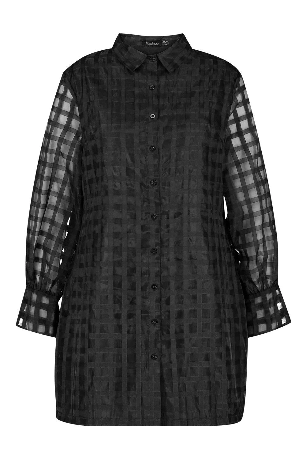 Plus Kariertes Hemd-Kleid Aus Organza 5 Plus Kariertes Hemd-Kleid Aus Organza – Bild 3