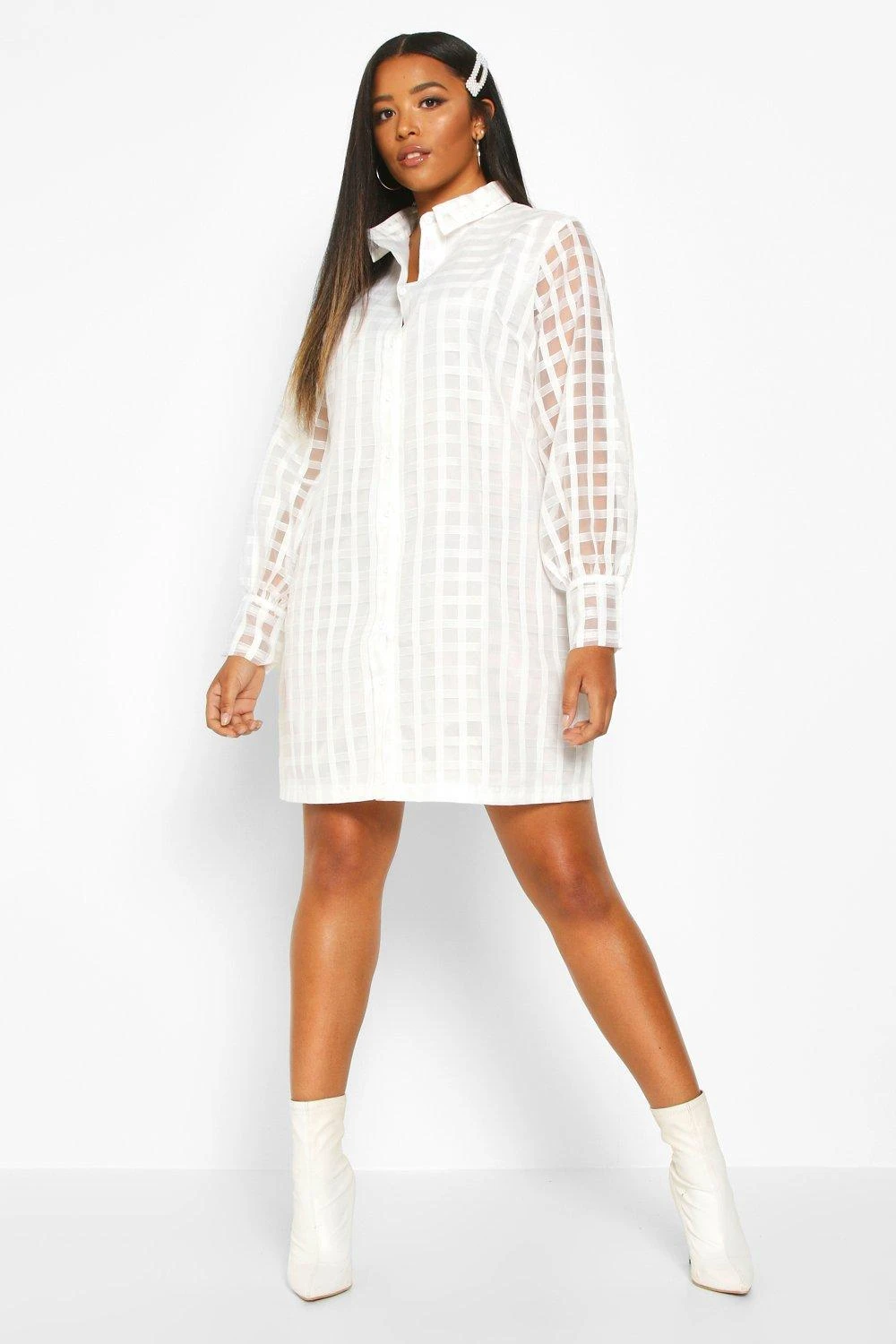 Plus Kariertes Hemd-Kleid Aus Organza 6 Plus Kariertes Hemd-Kleid Aus Organza – Bild 4