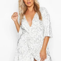 Plus Pailletten-Kleid Mit Twist Vorne